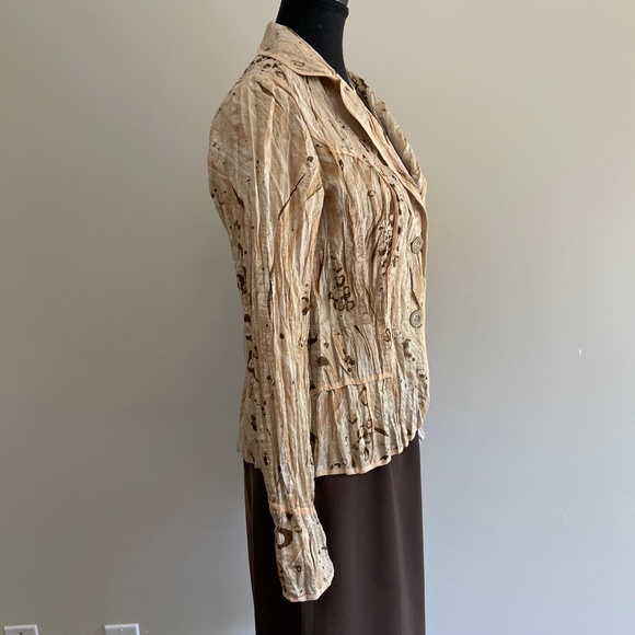 Glitzy Gold Thread Evening Dress Jacket Blazer Iridescent - Picture 11 of 12